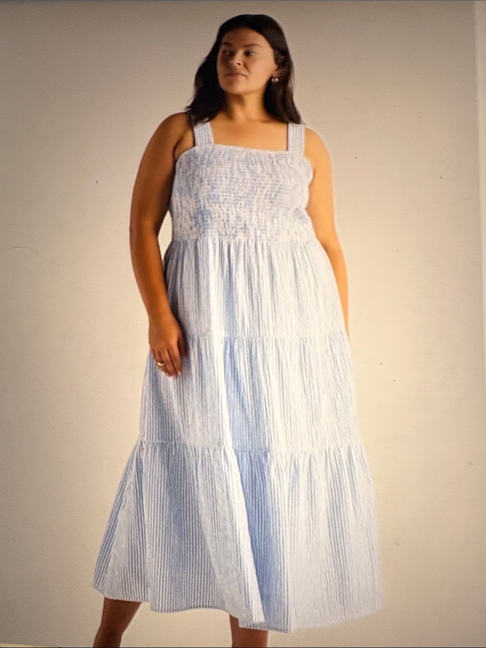 Quince Organic Cotton Gauze Smocked Sleeveless Maxi Dress XL